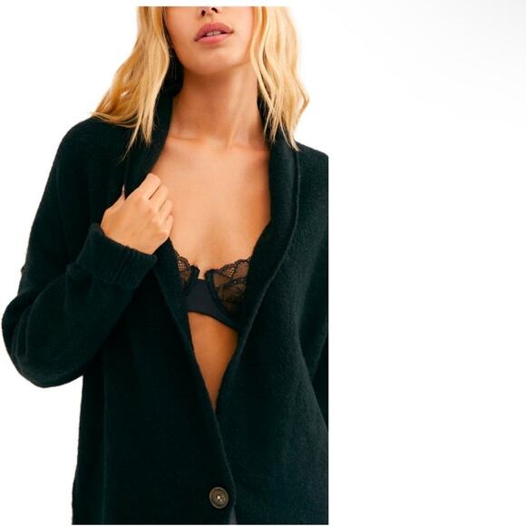 Free People Sweaters - Free People Oversized Eucalyptus Button Up Cardigan Black Size XS
